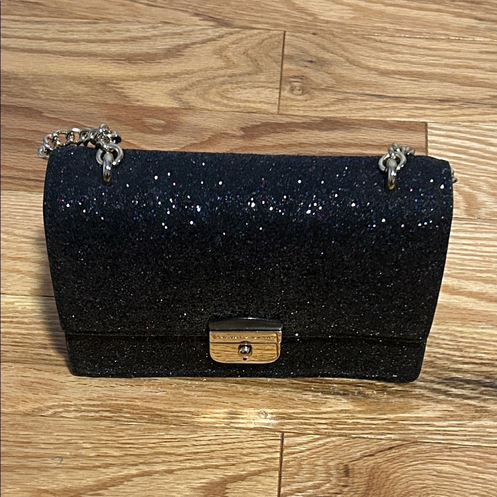 kate spade Black Glitter Chain Strap Clutch